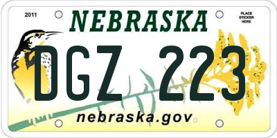 NE license plate DGZ223