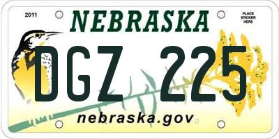 NE license plate DGZ225