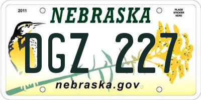 NE license plate DGZ227