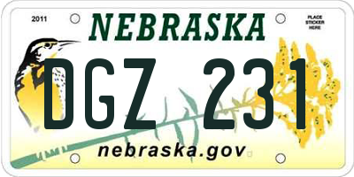 NE license plate DGZ231