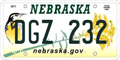 NE license plate DGZ232