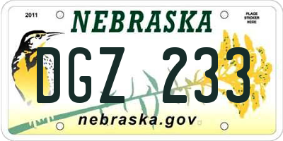 NE license plate DGZ233