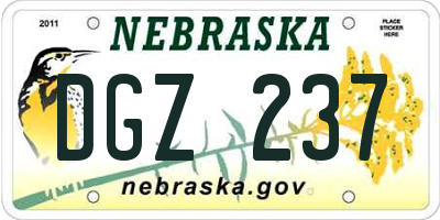 NE license plate DGZ237