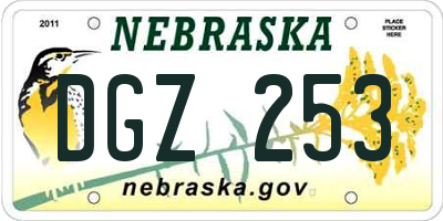 NE license plate DGZ253