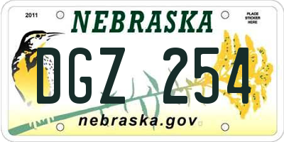 NE license plate DGZ254