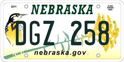 NE license plate DGZ258