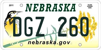 NE license plate DGZ260