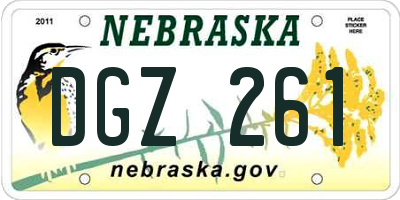 NE license plate DGZ261