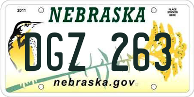 NE license plate DGZ263