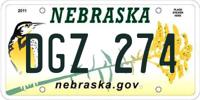 NE license plate DGZ274