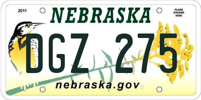 NE license plate DGZ275