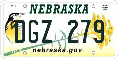NE license plate DGZ279
