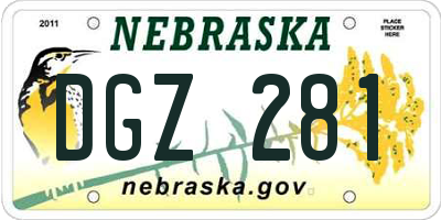 NE license plate DGZ281