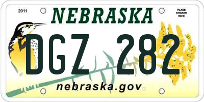 NE license plate DGZ282