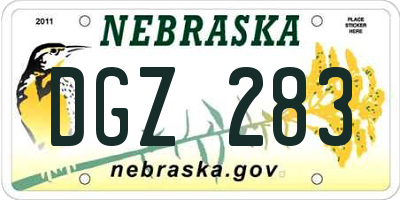 NE license plate DGZ283