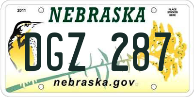 NE license plate DGZ287