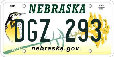 NE license plate DGZ293