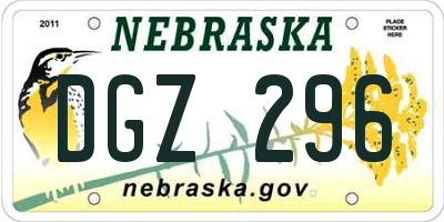 NE license plate DGZ296