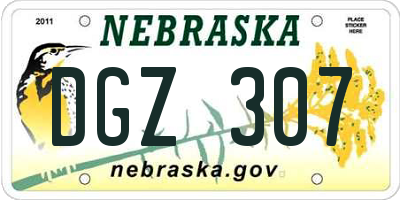 NE license plate DGZ307