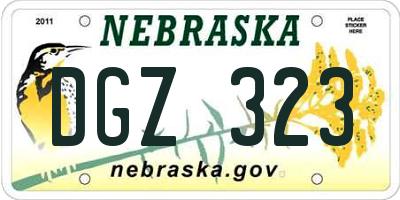 NE license plate DGZ323