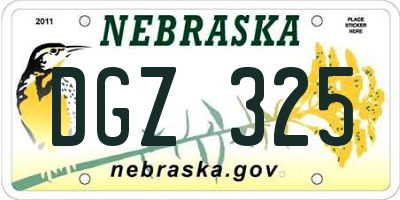 NE license plate DGZ325