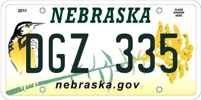NE license plate DGZ335