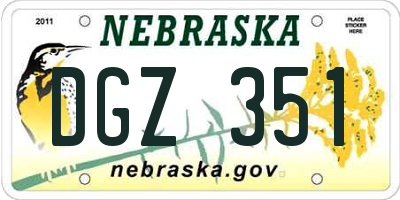 NE license plate DGZ351