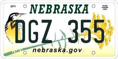 NE license plate DGZ355