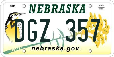 NE license plate DGZ357