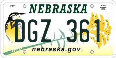 NE license plate DGZ361