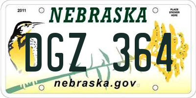 NE license plate DGZ364
