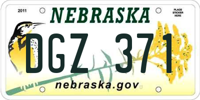 NE license plate DGZ371