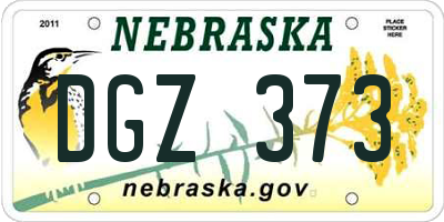 NE license plate DGZ373