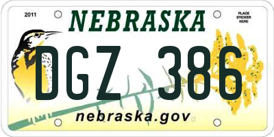 NE license plate DGZ386