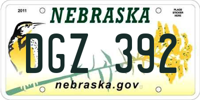 NE license plate DGZ392