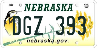 NE license plate DGZ393
