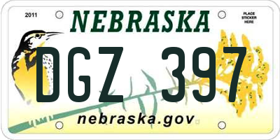 NE license plate DGZ397