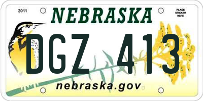 NE license plate DGZ413