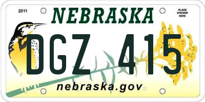 NE license plate DGZ415