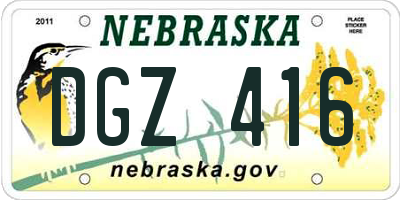 NE license plate DGZ416