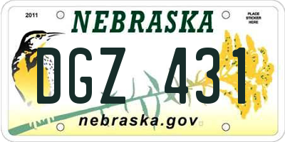 NE license plate DGZ431