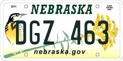 NE license plate DGZ463