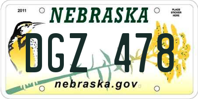 NE license plate DGZ478