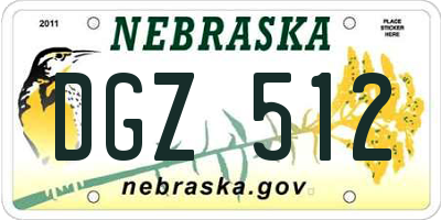 NE license plate DGZ512