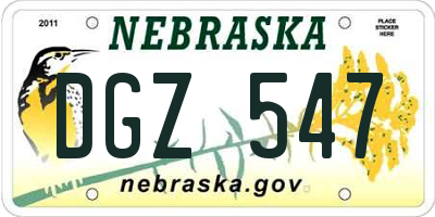 NE license plate DGZ547