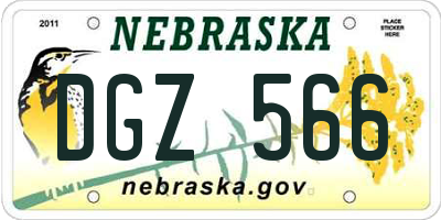 NE license plate DGZ566