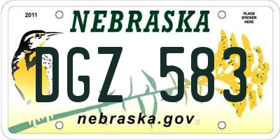 NE license plate DGZ583