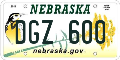 NE license plate DGZ600