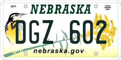 NE license plate DGZ602