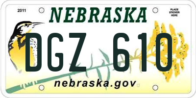 NE license plate DGZ610